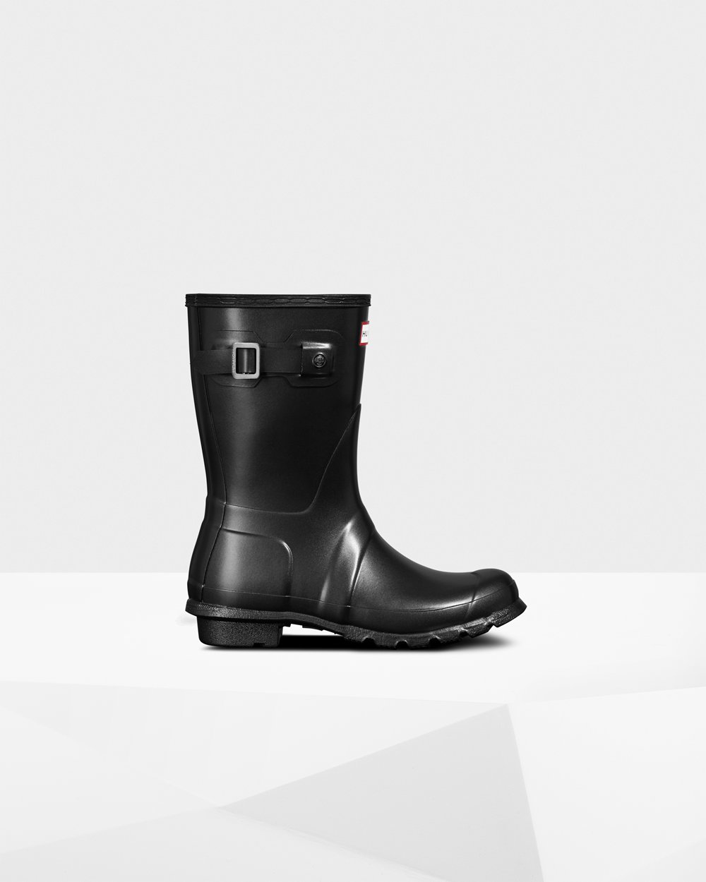 Womens Short Rain Boots - Hunter Original Pearlized (29IRZCAPG) - Black